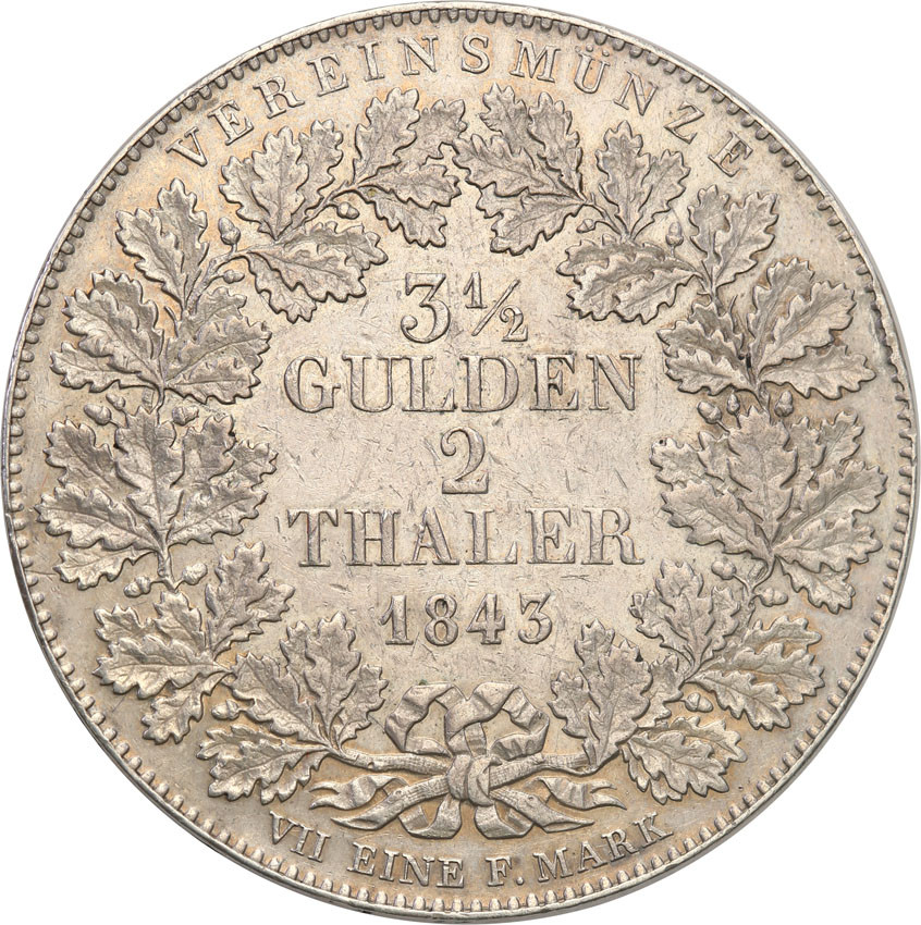 Niemcy. 3 1/2 Gulden - 2 talary 1843, Frankfurt